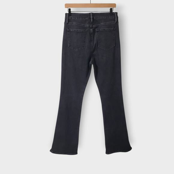 Frame Le Super High Mini Boot Split Hem Jeans Night Kerry Black Sz 29 Minimalist - Picture 5 of 13